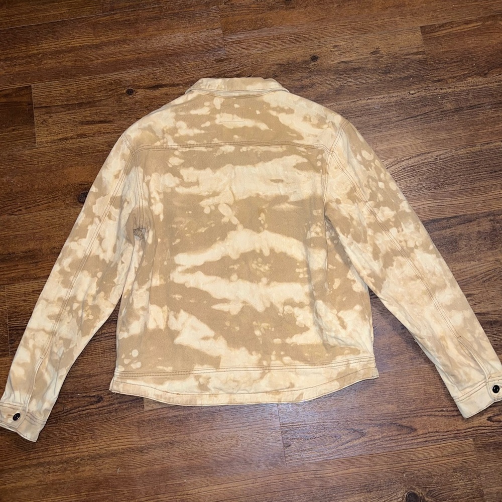 American Vintage Denim Khaki Zip Up Camo Upcycled Utility Retro Jacket Size XL - Picture 2 of 8